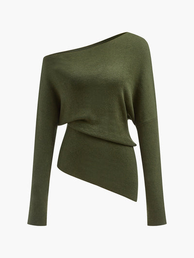 Top asymétrique en tricot pour femmes | Longue