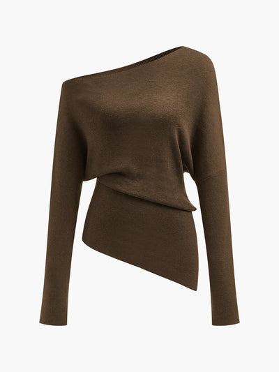 Top asymétrique en tricot pour femmes | Longue