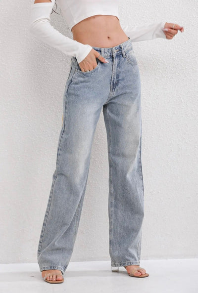 Jeans féminins à jambe droite | Taille haute