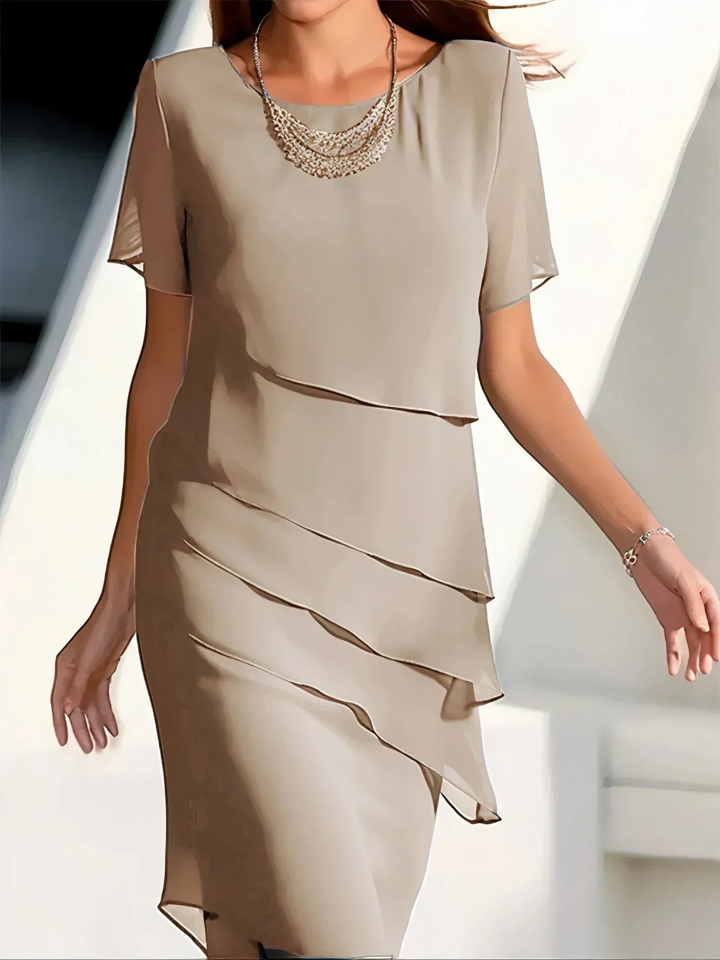 Robe élégante en mousseline à volants pour femmes | Midi