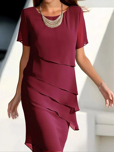 Robe élégante en mousseline à volants pour femmes | Midi