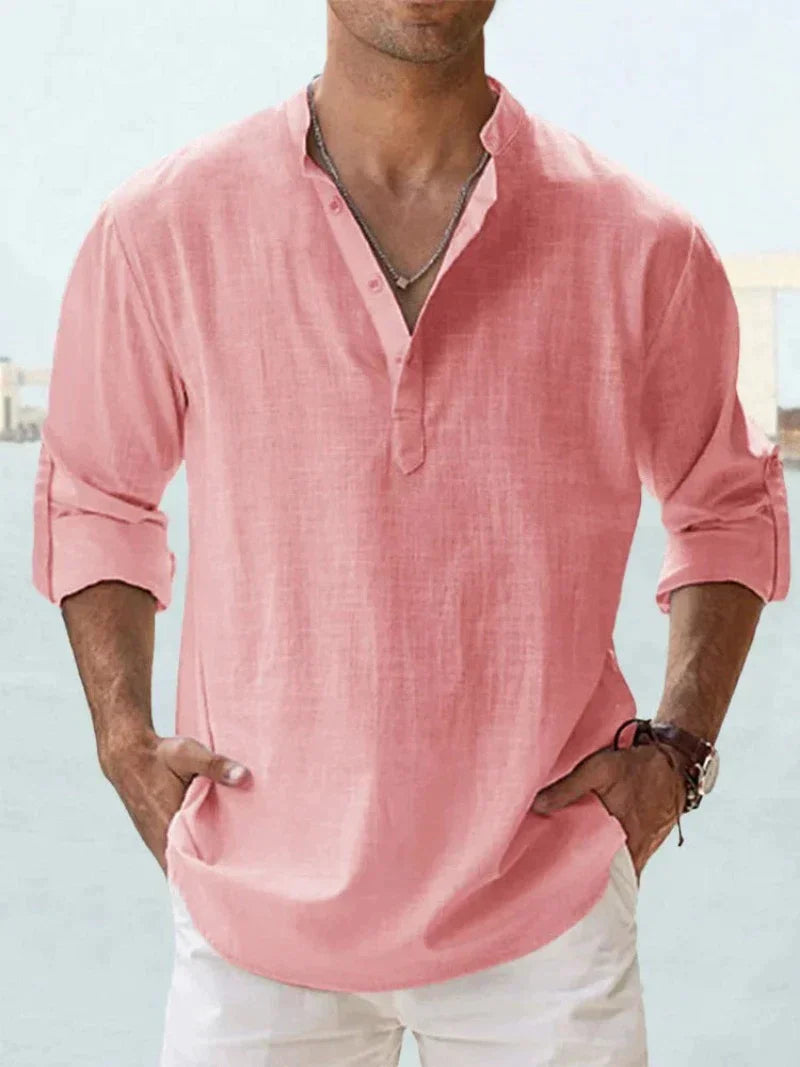 Chemise en lin respirante pour hommes | Manches longues