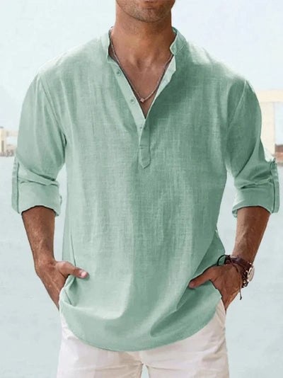 Chemise en lin respirante pour hommes | Manches longues