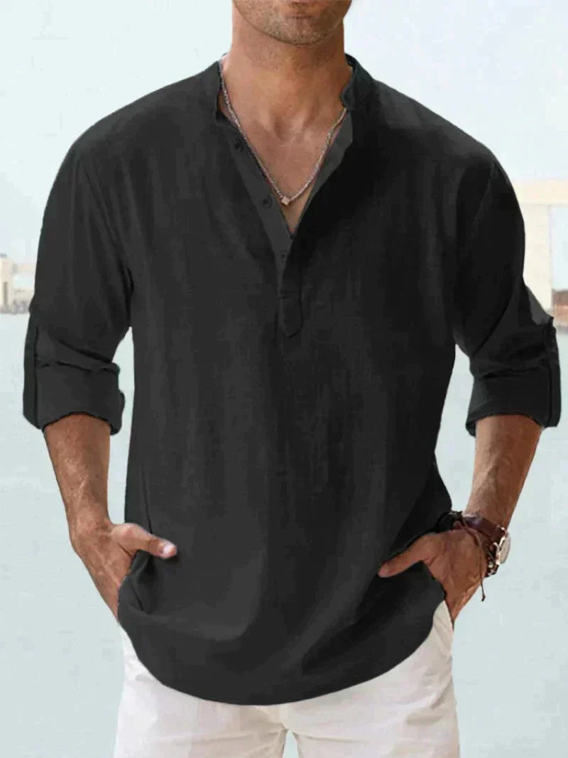 Chemise en lin respirante pour hommes | Manches longues