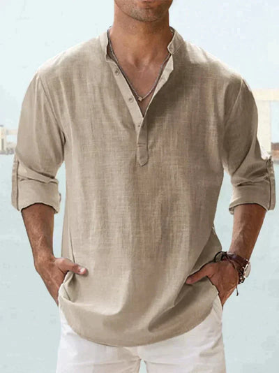 Chemise en lin respirante pour hommes | Manches longues