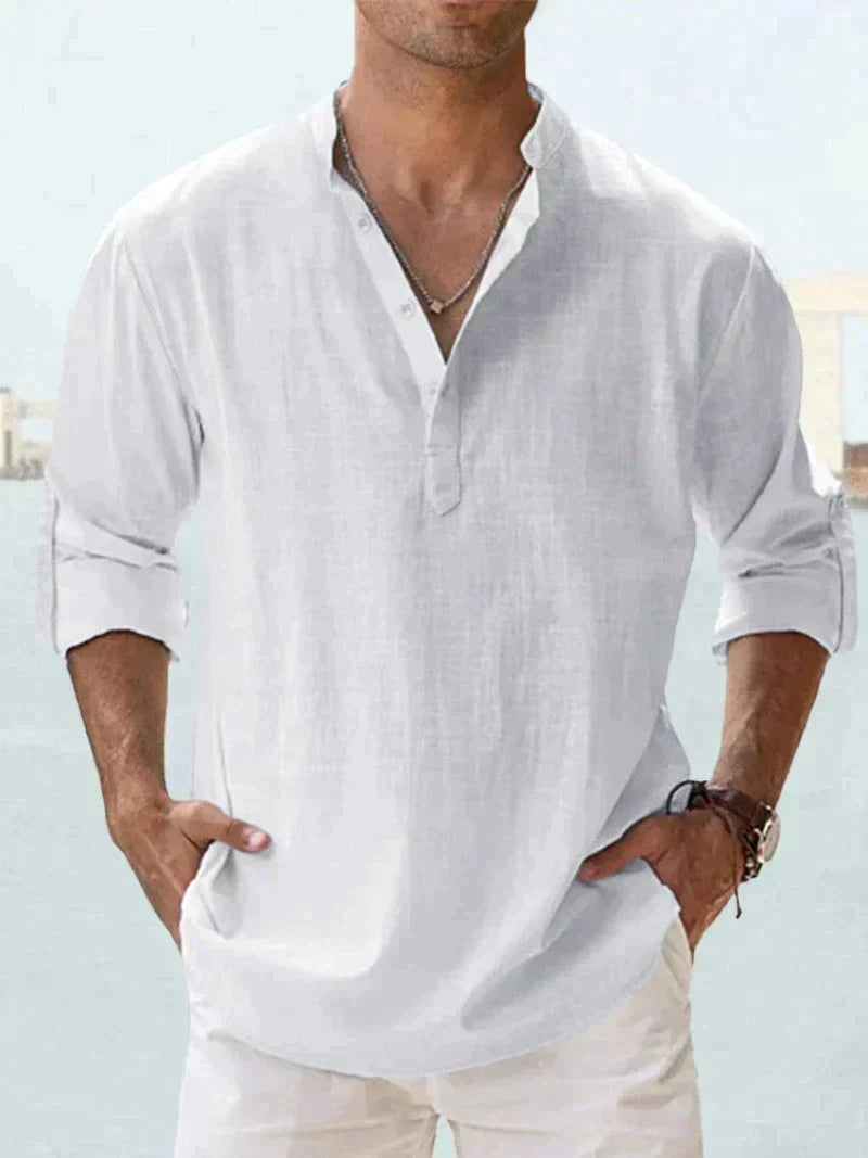 Chemise en lin respirante pour hommes | Manches longues