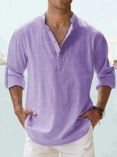 Chemise en lin respirante pour hommes | Manches longues