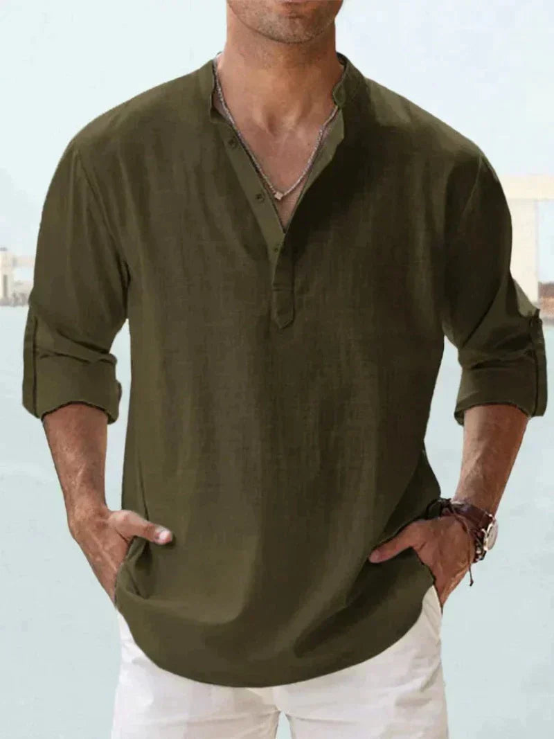 Chemise en lin respirante pour hommes | Manches longues