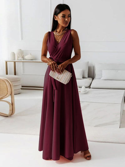 Robe élégante à col en V pour femmes | Midi