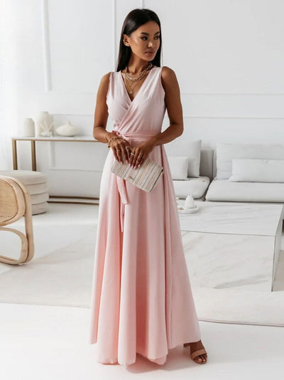 Robe élégante à col en V pour femmes | Midi