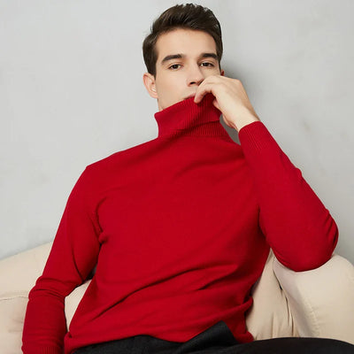 Chandail à col roulé en tricot pour hommes | Chaud
