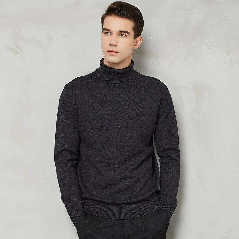 Chandail à col roulé en tricot pour hommes | Chaud