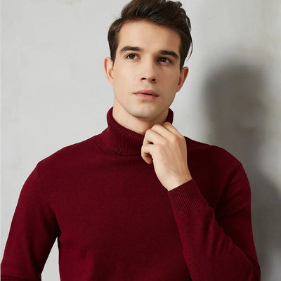 Chandail à col roulé en tricot pour hommes | Chaud