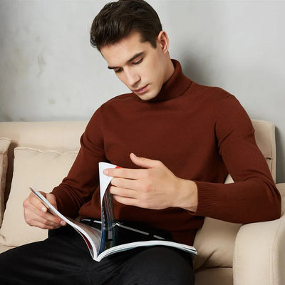 Chandail à col roulé en tricot pour hommes | Chaud