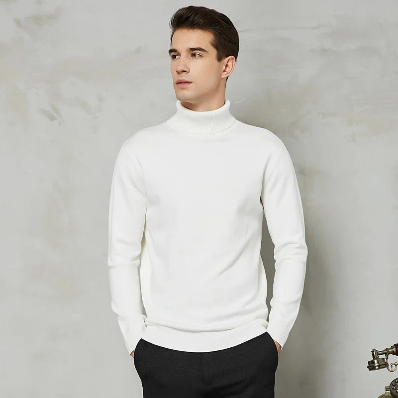 Chandail à col roulé en tricot pour hommes | Chaud