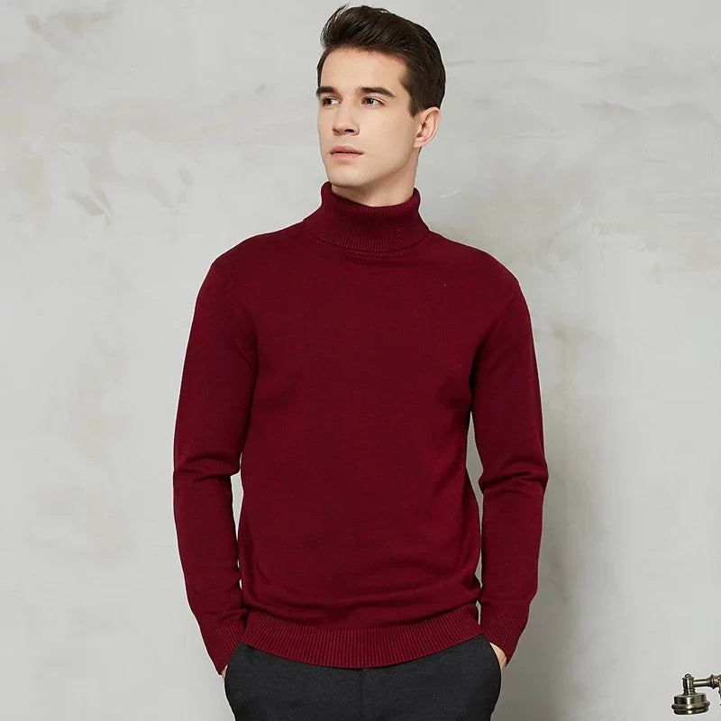 Chandail à col roulé en tricot pour hommes | Chaud