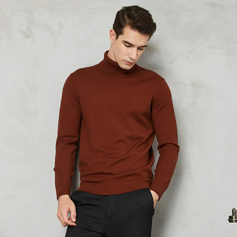 Chandail à col roulé en tricot pour hommes | Chaud