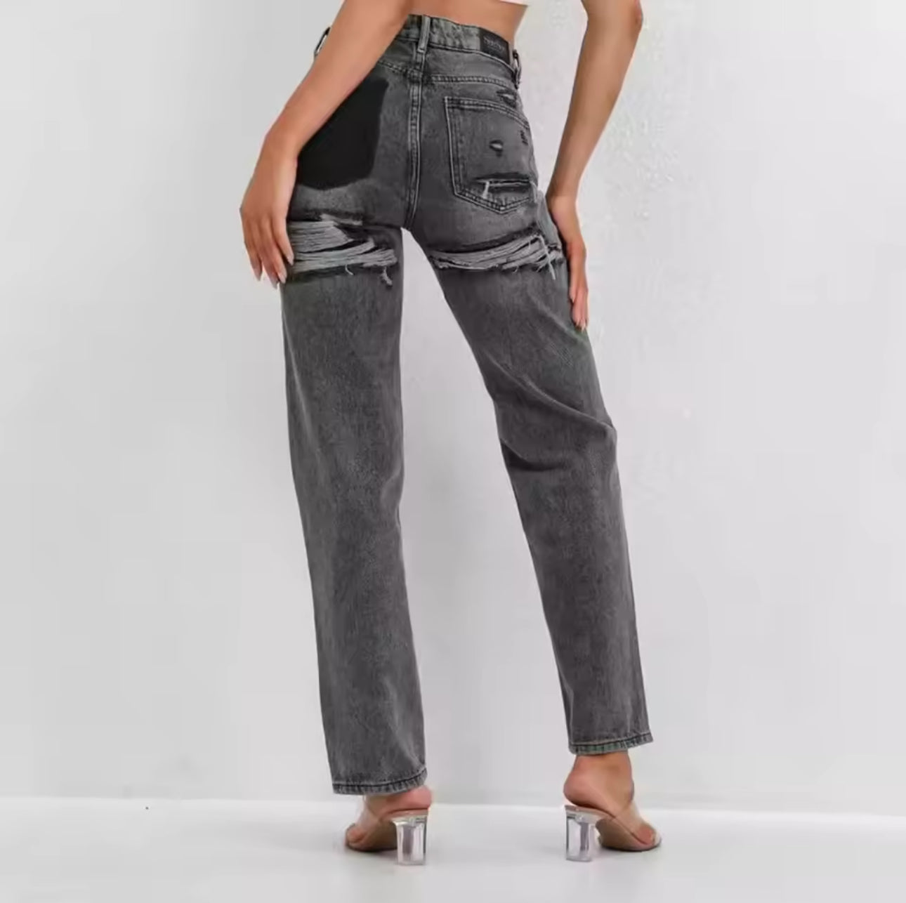 Jeans féminins à jambe droite | Taille haute