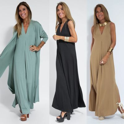 Ensemble élégant de robes et de vestes fluides pour femmes | Maxi
