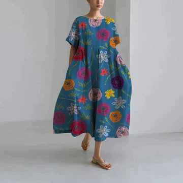 Robe florale élégante et décontractée pour femmes | Maxi