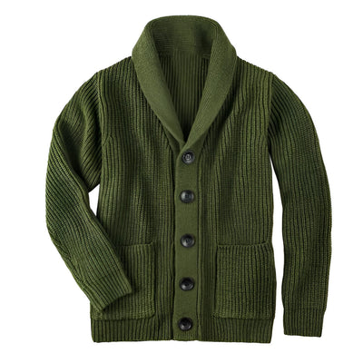 Cardigan en maille torsadée pour hommes | Col en V