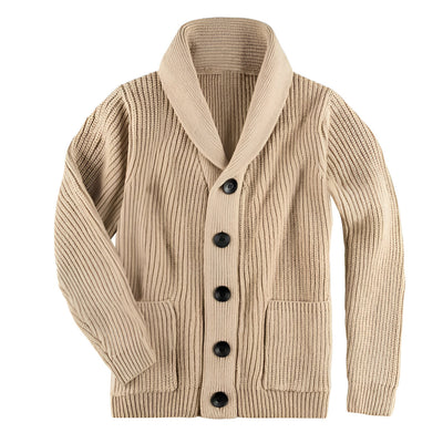 Cardigan en maille torsadée pour hommes | Col en V