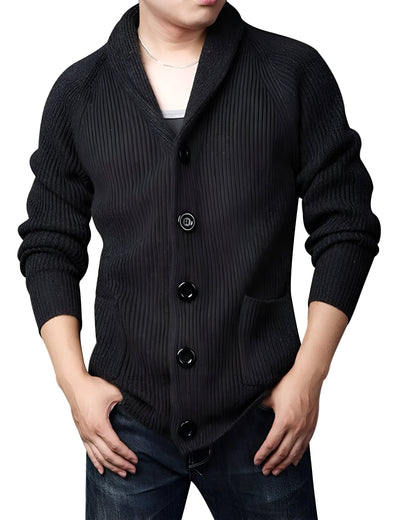 Cardigan en maille torsadée pour hommes | Col en V