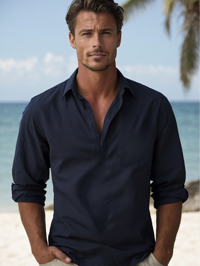 Chemise en lin respirante pour hommes | Manches longues