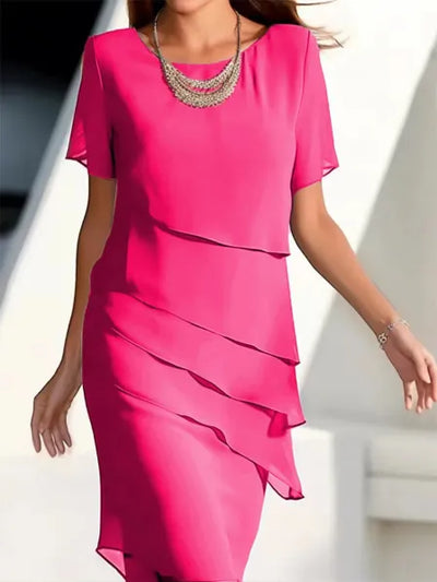 Robe élégante en mousseline à volants pour femmes | Midi