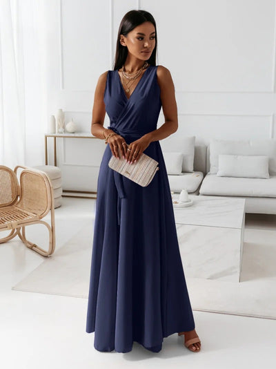 Robe élégante à col en V pour femmes | Midi