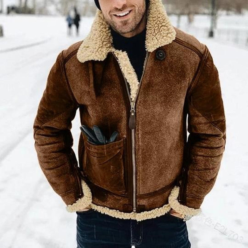 Geoff | Veste en cuir doublée de fausse laine pour homme | Vintage
