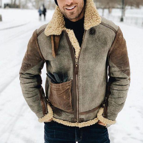 Geoff | Veste en cuir doublée de fausse laine pour homme | Vintage