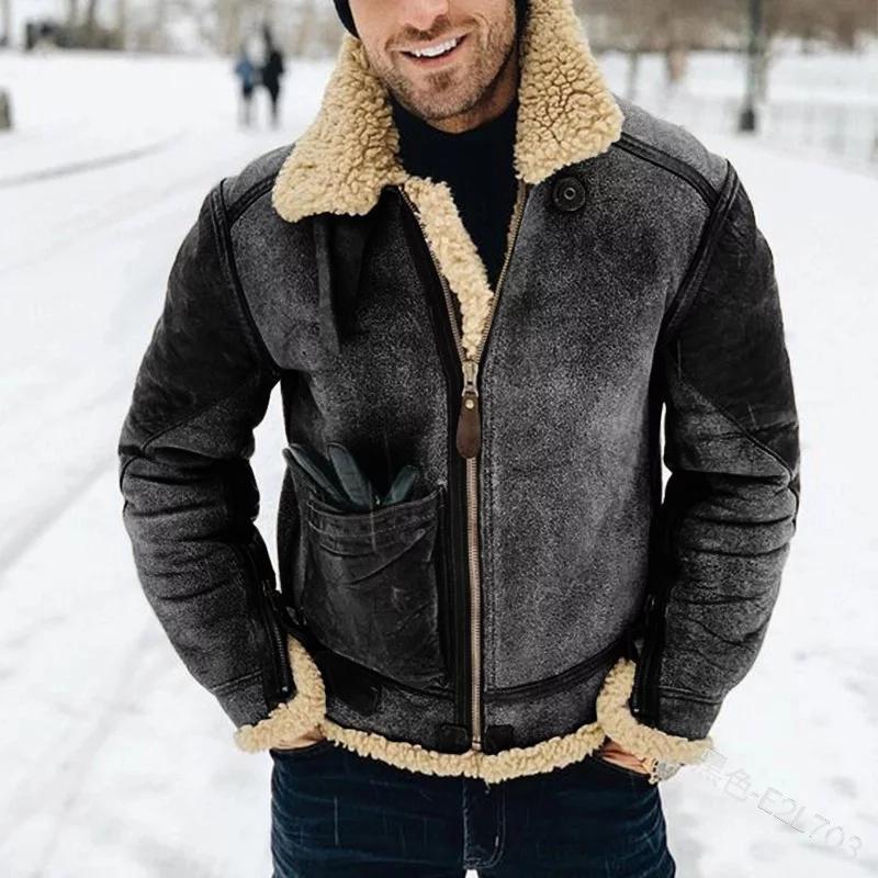 Geoff | Veste en cuir doublée de fausse laine pour homme | Vintage