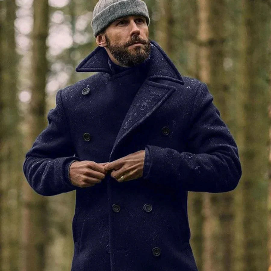 Manteau long stylisé en laine pour hommes | Hiver