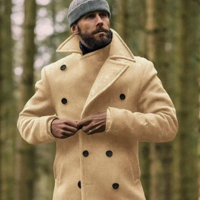 Manteau long stylisé en laine pour hommes | Hiver