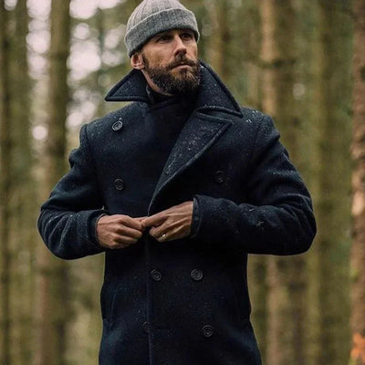Manteau long stylisé en laine pour hommes | Hiver