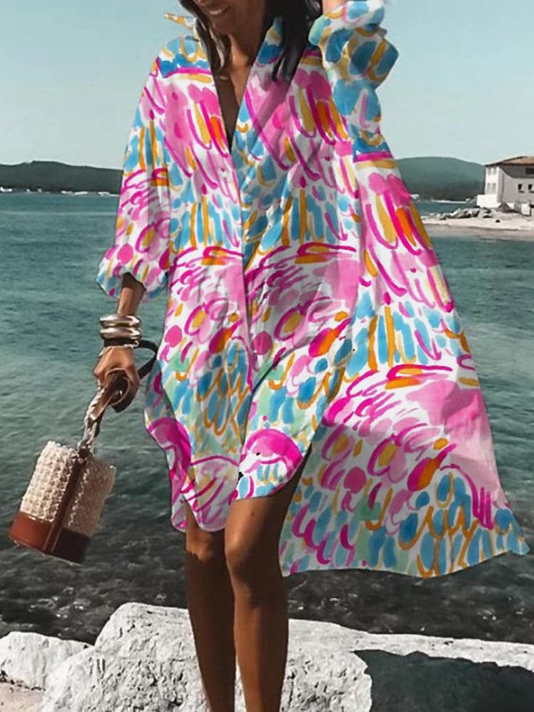 Robe imprimée colorée pour femmes | Midi