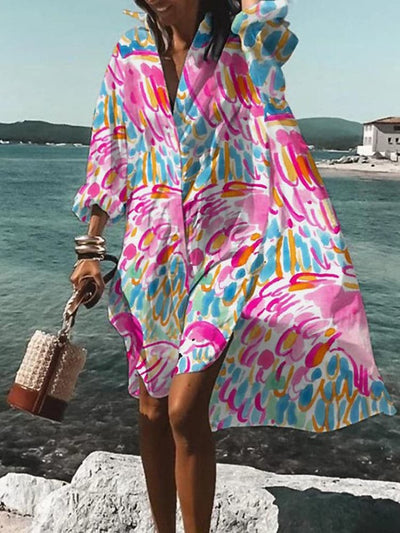 Robe imprimée colorée pour femmes | Midi