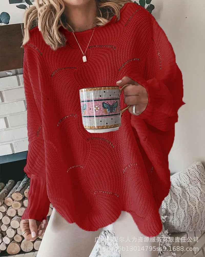 Pull en tricot surdimensionné pour femmes | Manches longues