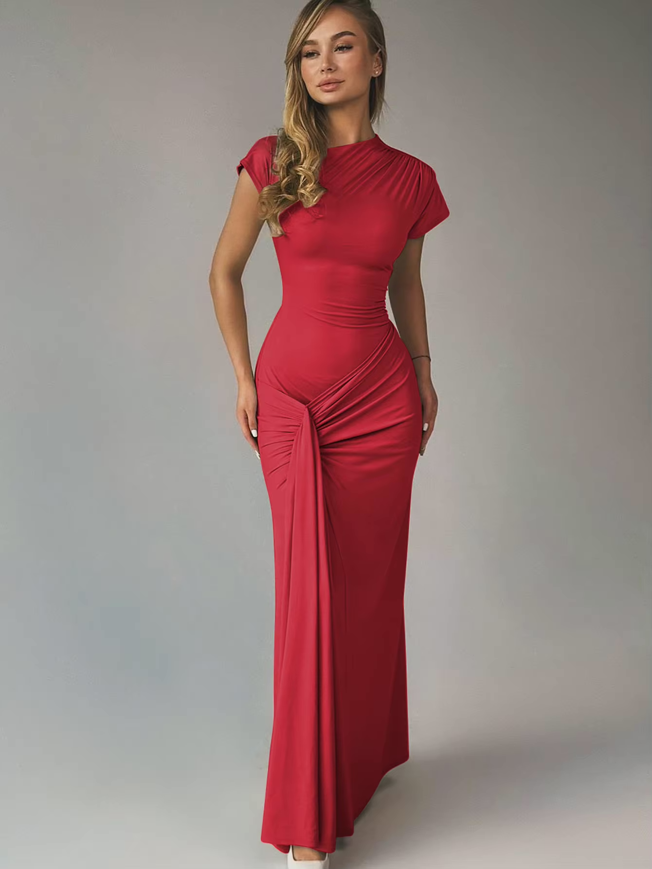 Robe drapée élégante pour femme | Maxi