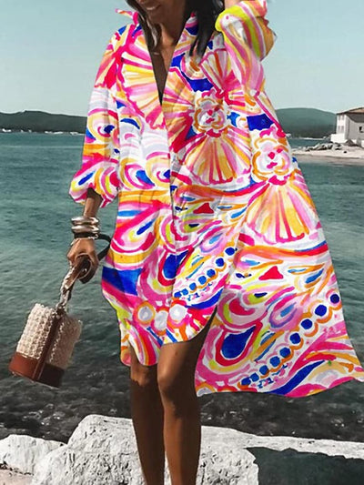 Robe imprimée colorée pour femmes | Midi