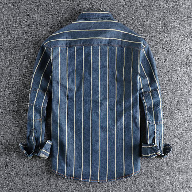 Chemise en denim extensible pour hommes | Manches longues