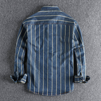 Chemise en denim extensible pour hommes | Manches longues