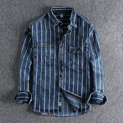 Chemise en denim extensible pour hommes | Manches longues