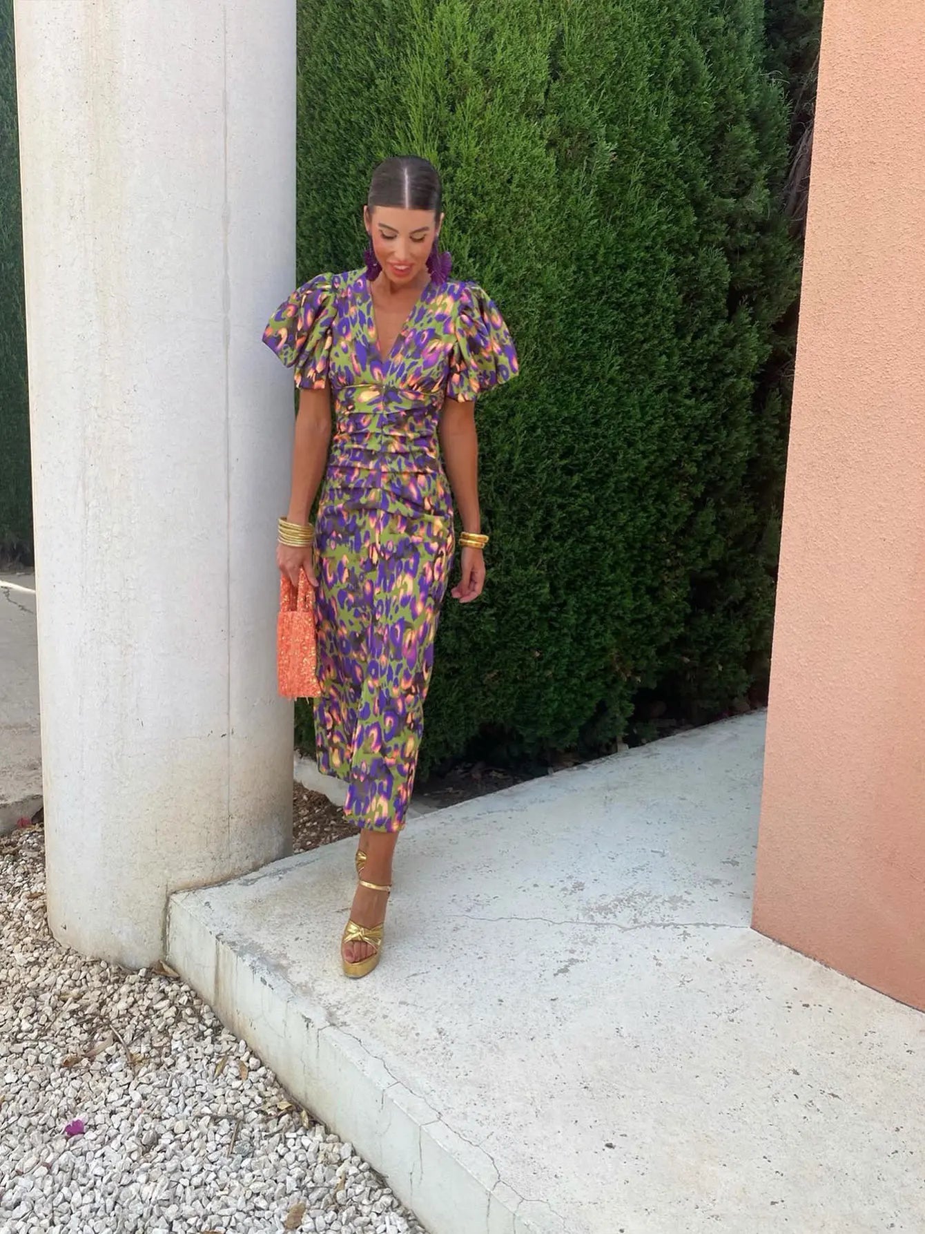 Robe plissée colorée pour femmes | Maxi