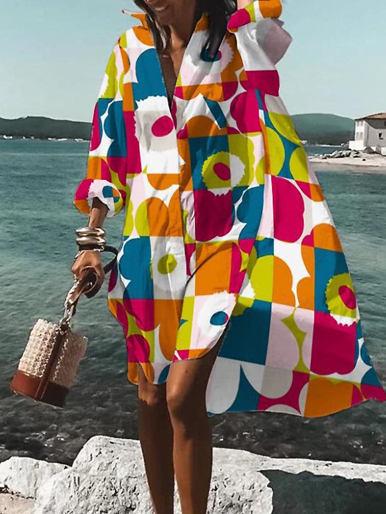 Robe imprimée colorée pour femmes | Midi