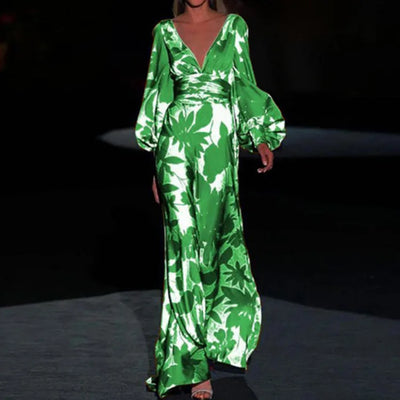 Robe à col en V à la mode pour femmes | Maxi