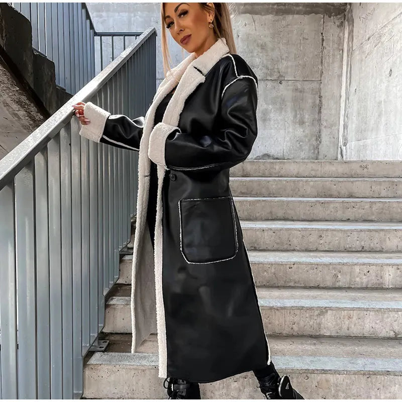 Manteau en cuir pour femme | Longue