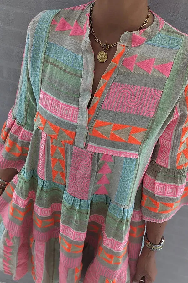 Robe décontractée ethnique pour femmes | Midi