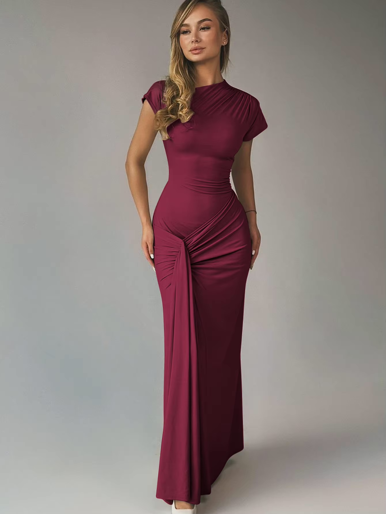 Robe drapée élégante pour femme | Maxi